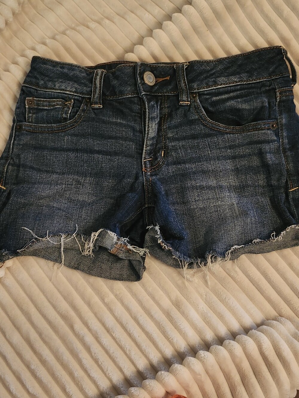American Eagle Outfitters Dark Blue Distressed Denim Shorts
